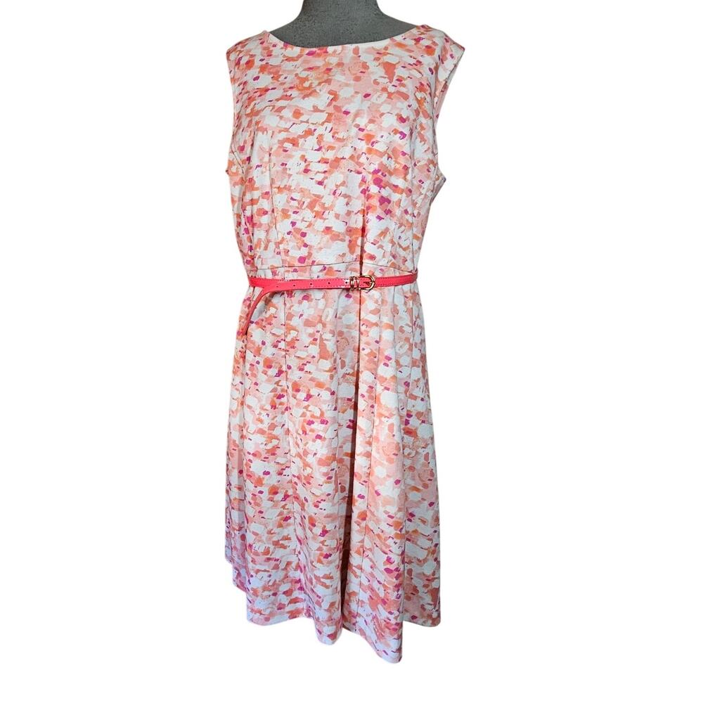Sleeveless Belted Knee Length Dress Size Large